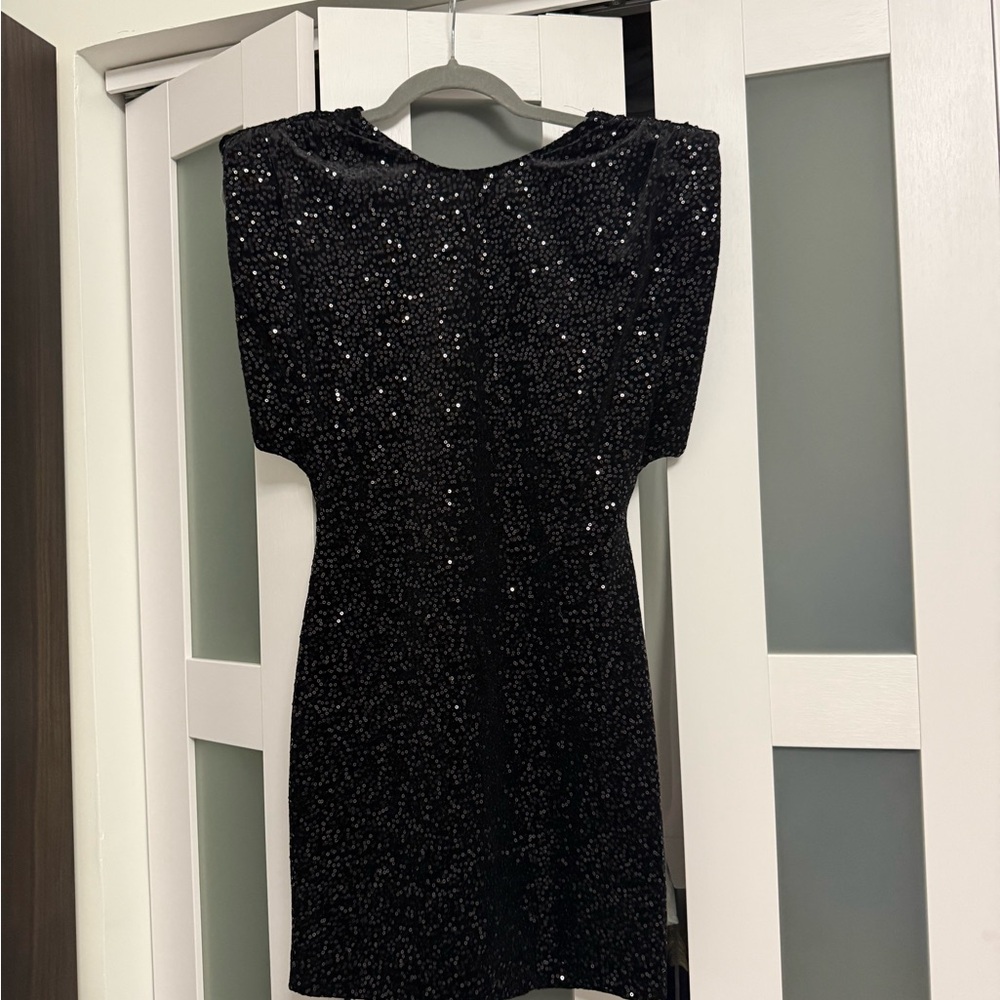 Zara Black Velvet Sequin Midi Dress